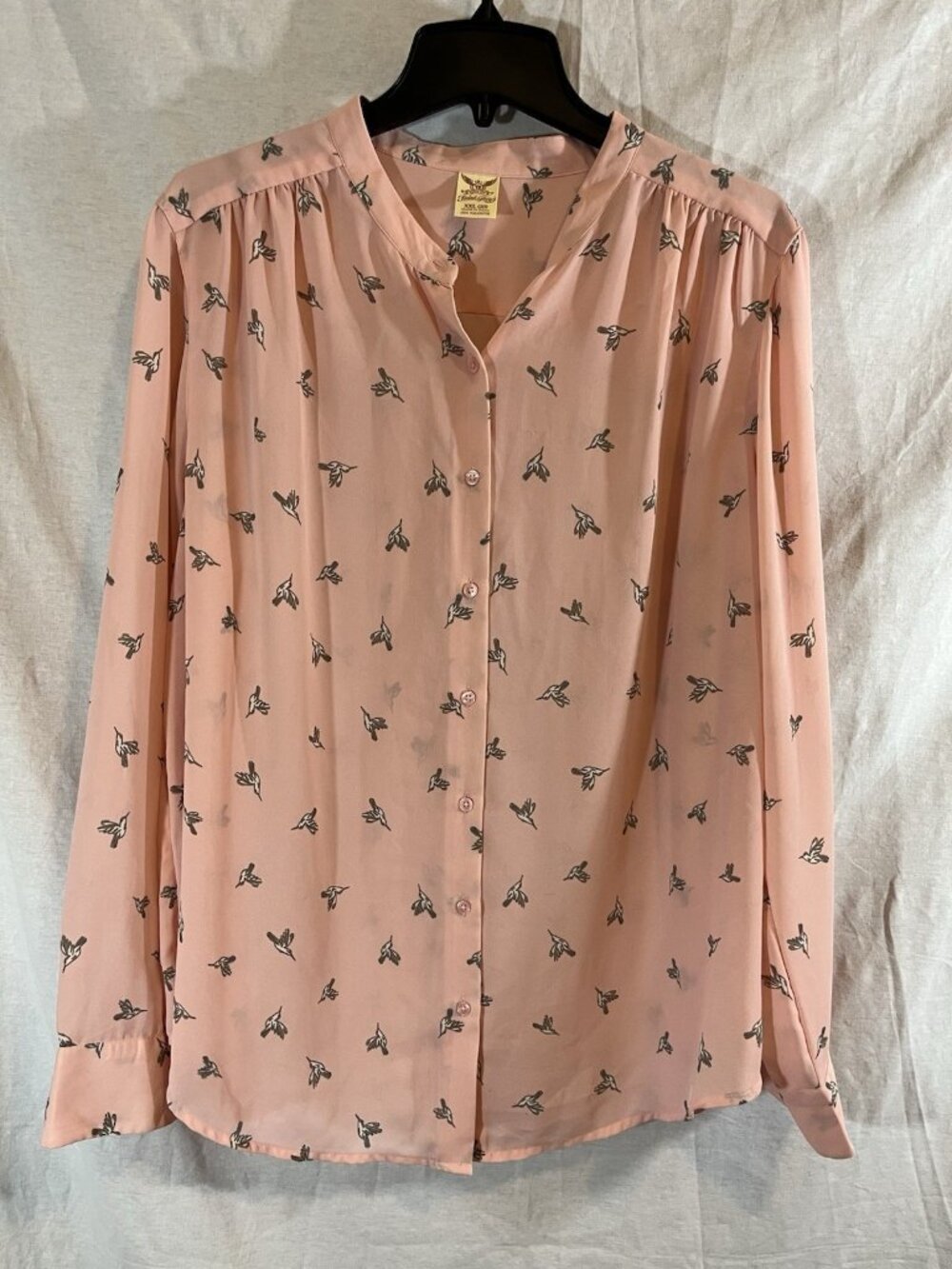 Faded Glory Women’s XXL (20) Pink Blouse W/ Hummingbird Print